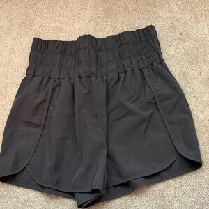 New In Smocked Waist Black Athletic Shorts for Women
